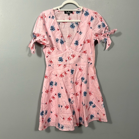 Lulus Lilly Light Pink Floral Mini Dress size S - Picture 7 of 15